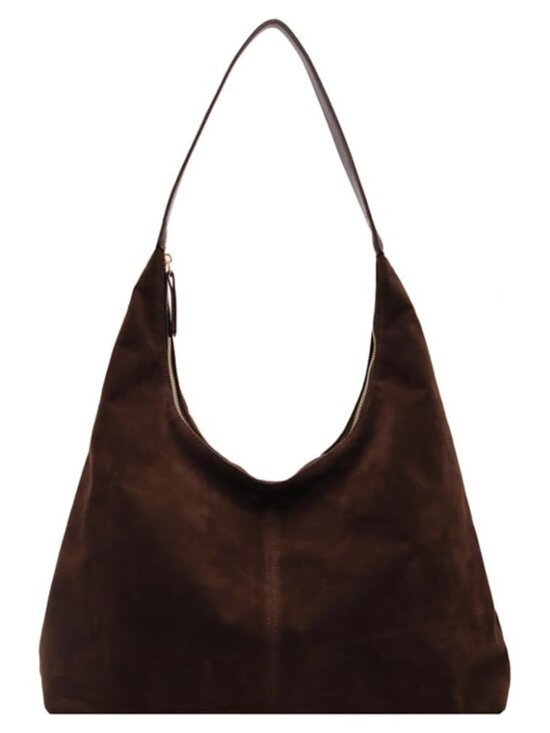 Handbags - Women's Faux Suede Slouchy Hobo Shoulder Bag Crescent Tote Fall